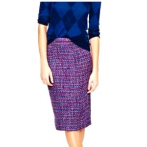 J. Crew Pink Purple Gradient Boucle Tweed No. 2 Pencil Skirt, EUC